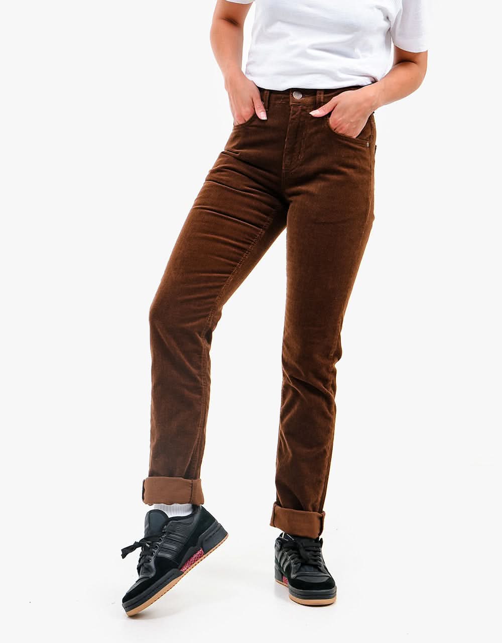 Route One Slim Fit Cords - Chocolate - Image 13