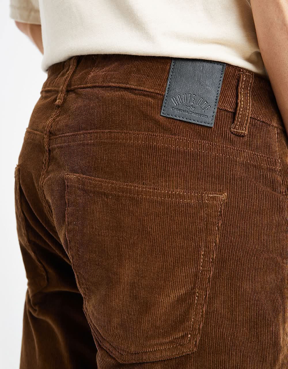 Route One Slim Fit Cords - Chocolate - Image 7