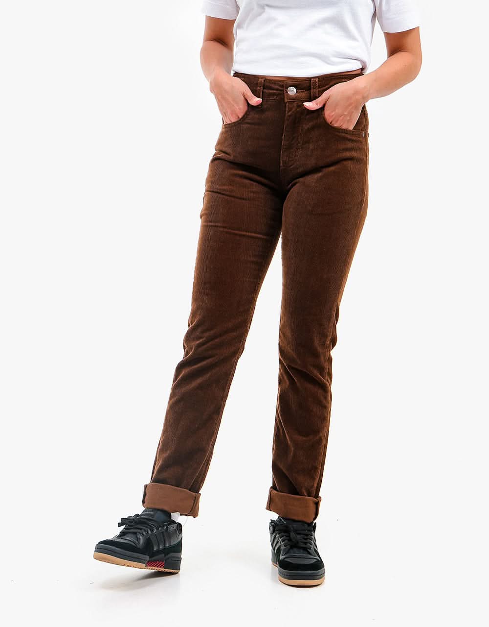 Route One Slim Fit Cords - Chocolate - Image 8