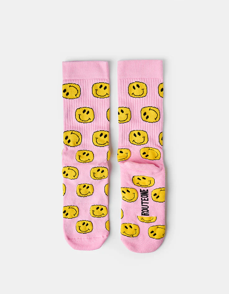 Route One Smile Crew Socks - Light Pink - Image 3
