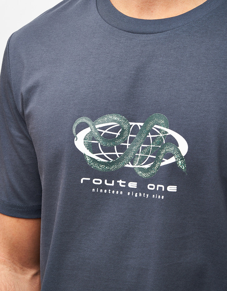 Route One Snake Organic T-Shirt - India Ink Grey - Image 4