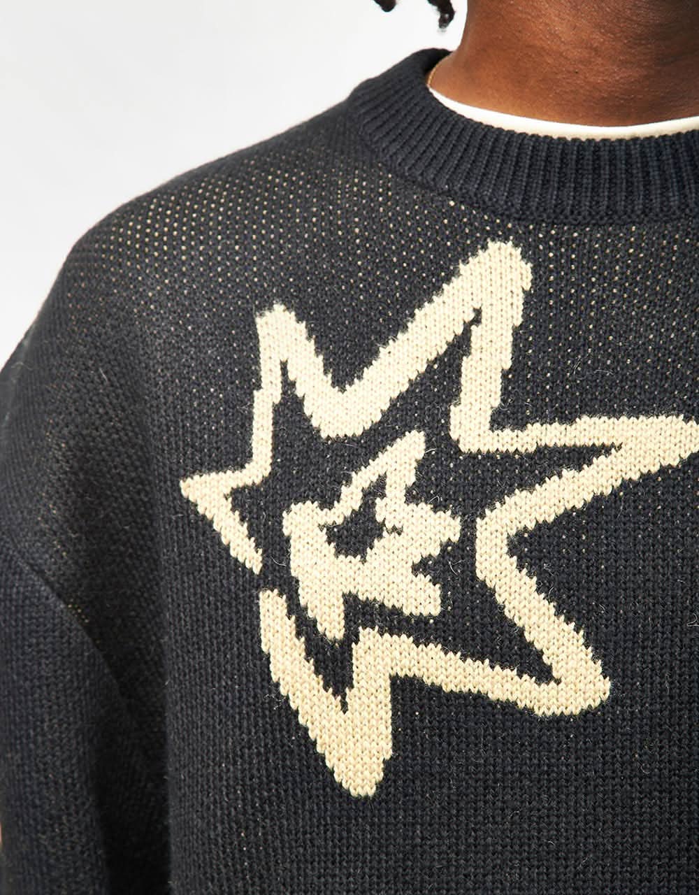 Route One Sparks Knitted Sweater - Black/Natural - Image 4