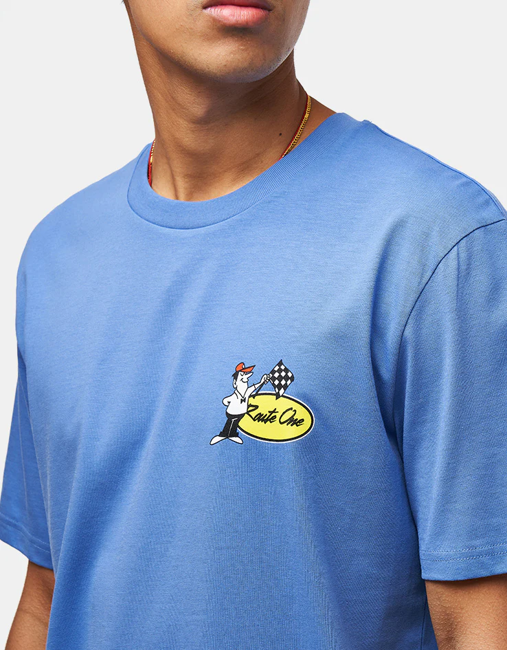 Route One Speed Demon Organic T-Shirt - Bright Blue - Image 4