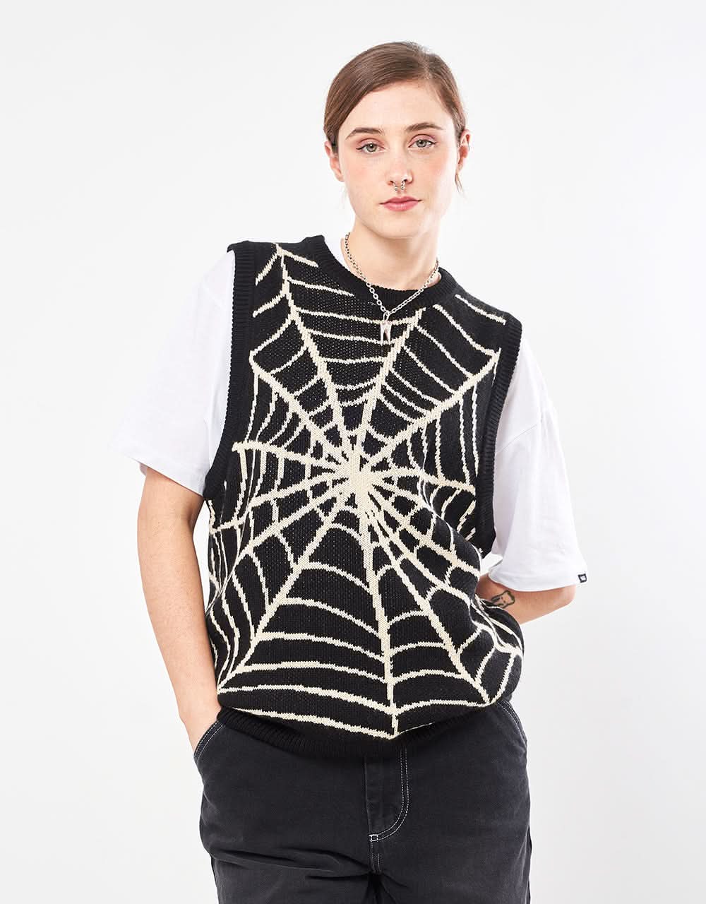 Route One Spiderweb Knitted Vest - Black - Image 5