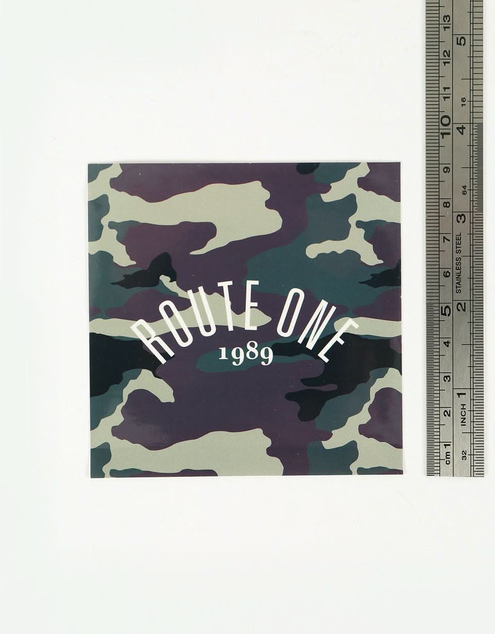 Route One Square Arch Logo Large Sticker - Camo - Image 2
