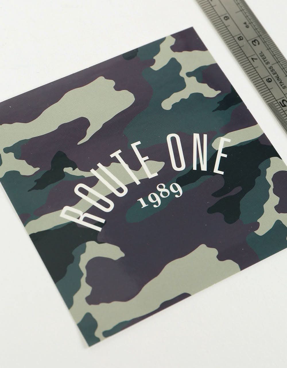 Route One Square Arch Logo Large Sticker - Camo - Image 3