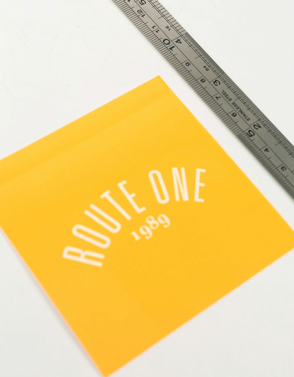 Route One Square Arch Logo Large Sticker - Orange/White - Image 3