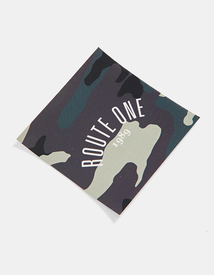 Route One Square Arch Logo Small Sticker - Camo - Image 3