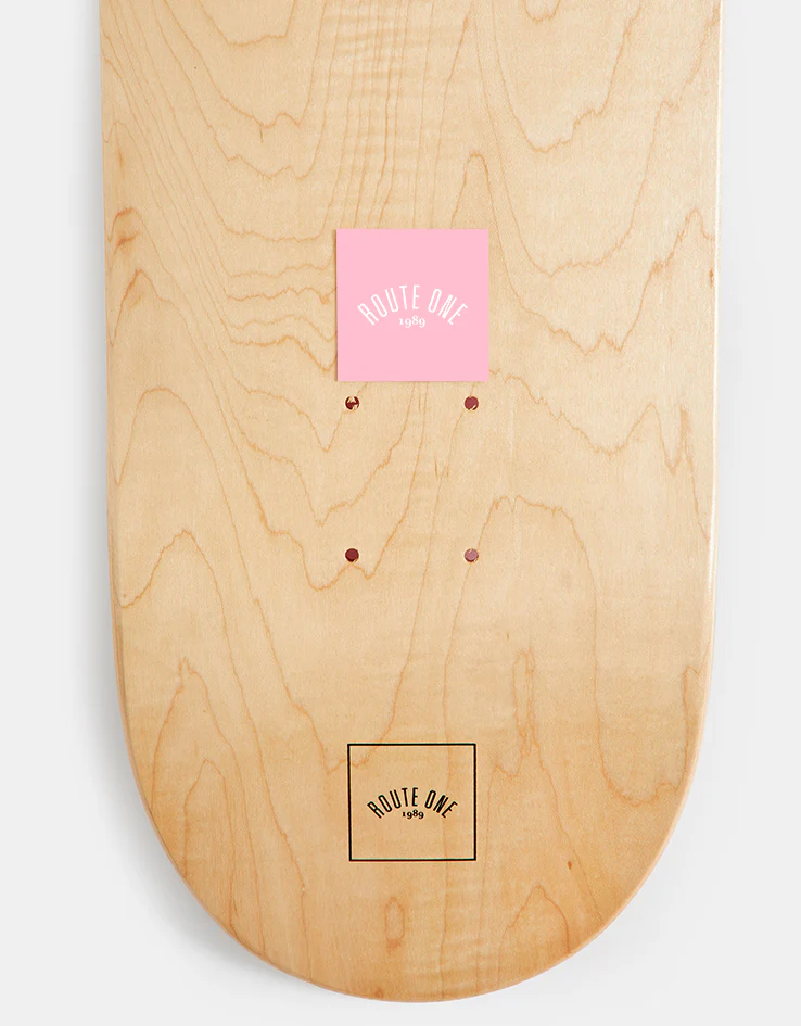 Route One Square Arch Logo Small Sticker - Pink/White - Image 2