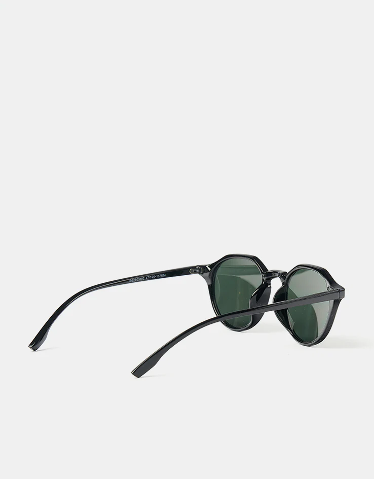 Route One Square Topped Sunglasses - Black (Green Lens) - Image 3