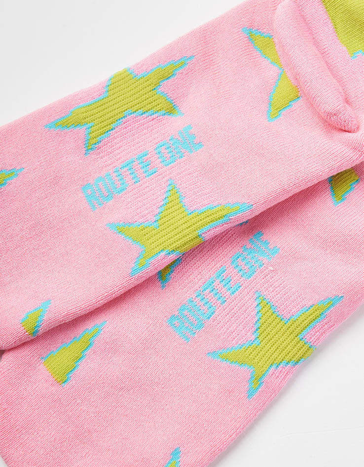 Route One Stars Crew Socks - Pink - Image 4