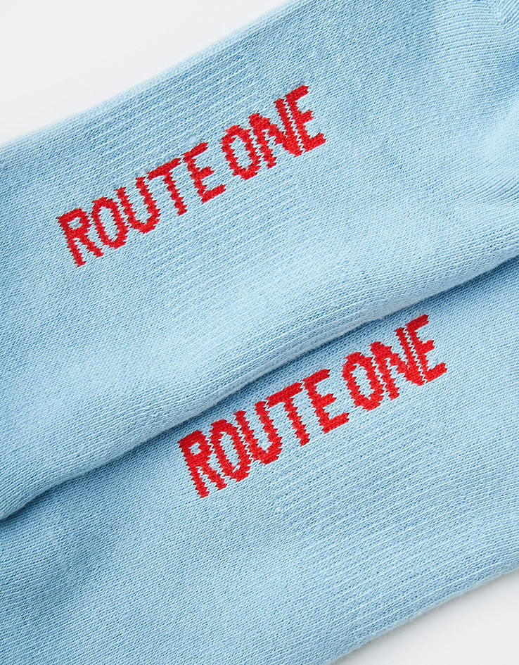 Route One Stay Cold Crew Socks - Light Blue - Image 5