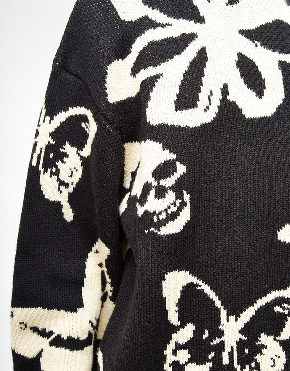 Route One Stencil Knitted Sweater - Black/Ivory Cream - Image 4