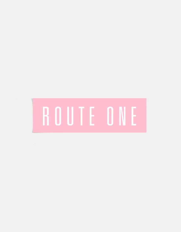 Route One Straight Logo Large Sticker - Pink/White