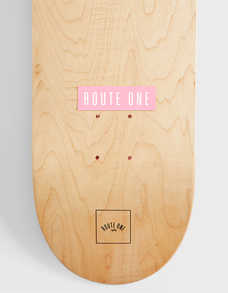 Route One Straight Logo Large Sticker - Pink/White - Image 2