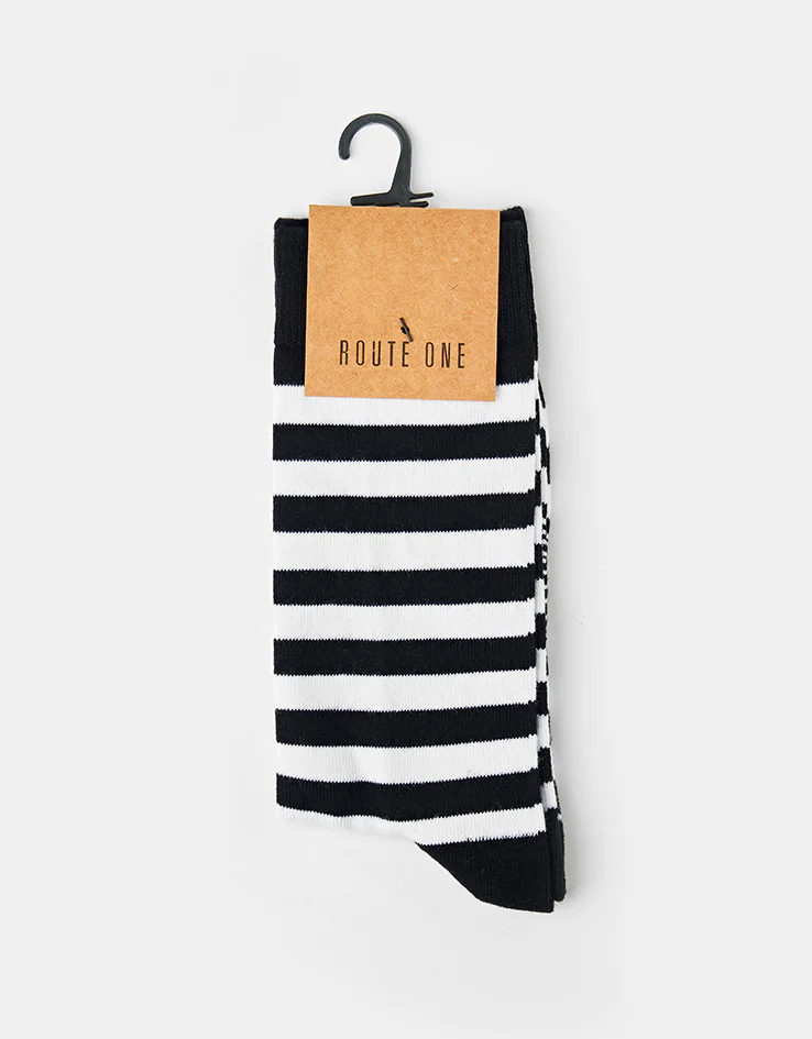 Route One Striped Socks - Black/White - Image 2