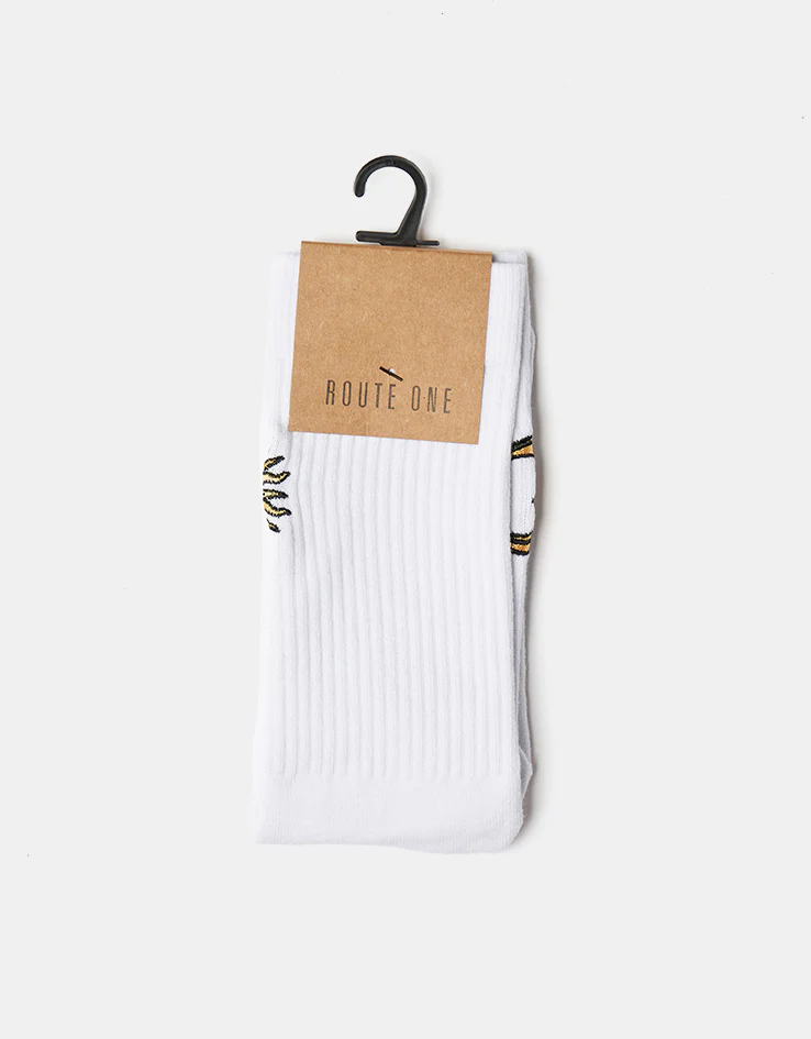 Route One Sun & Moon Crew Socks - White - Image 5