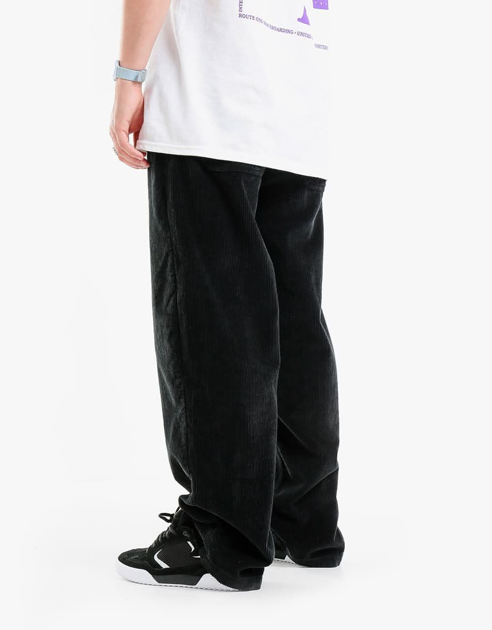 Route One Super Baggy Big Wale Cords - Black - Image 4