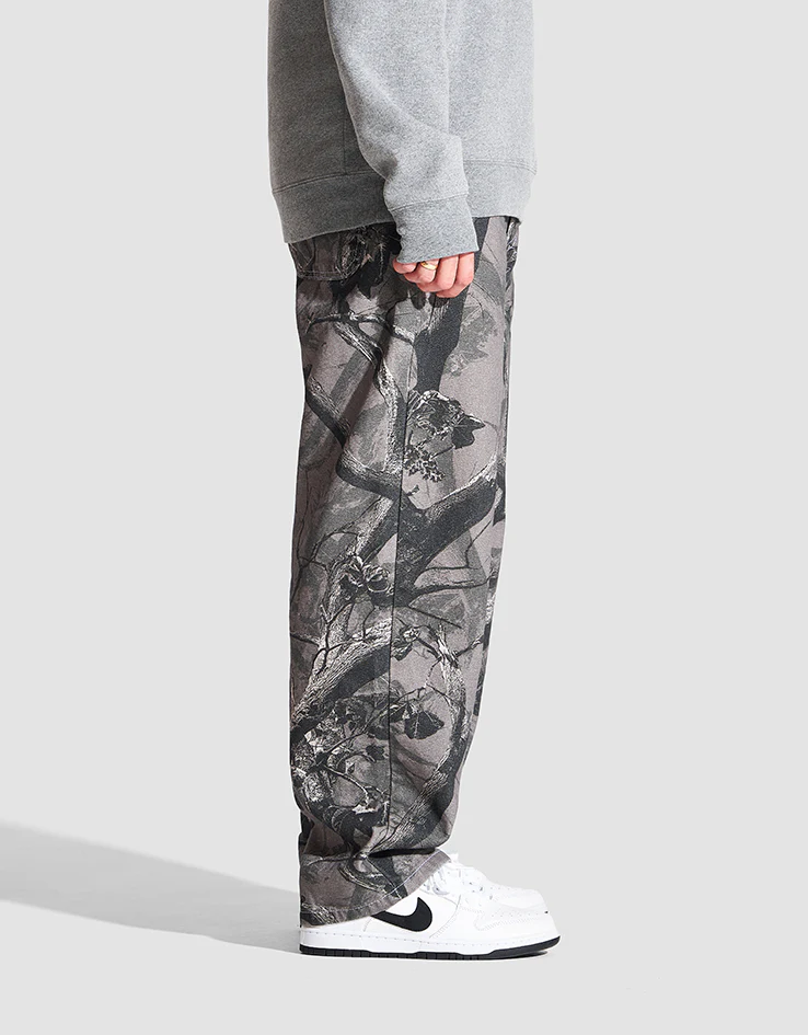 Route One Super Baggy Canvas Pants - Tree Camo (Black) - Image 3