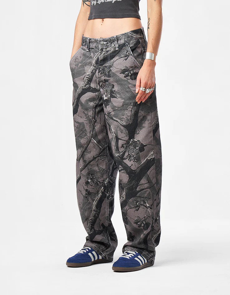 Route One Super Baggy Canvas Pants - Tree Camo (Black) - Image 9
