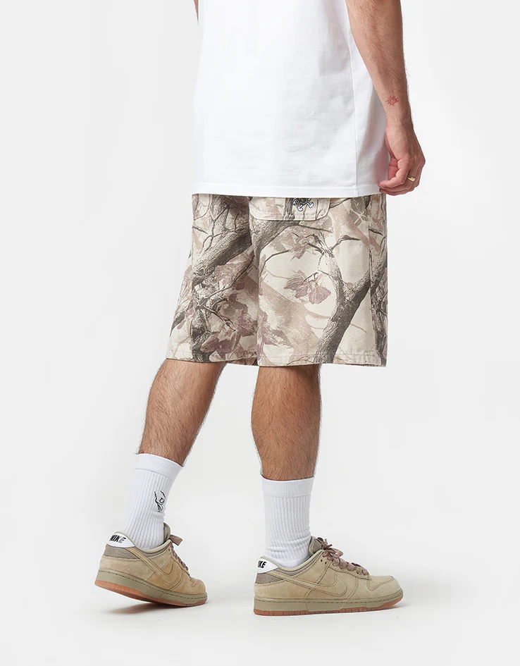 Route One Super Baggy Canvas Shorts - Tree Camo (Brown) - Image 2