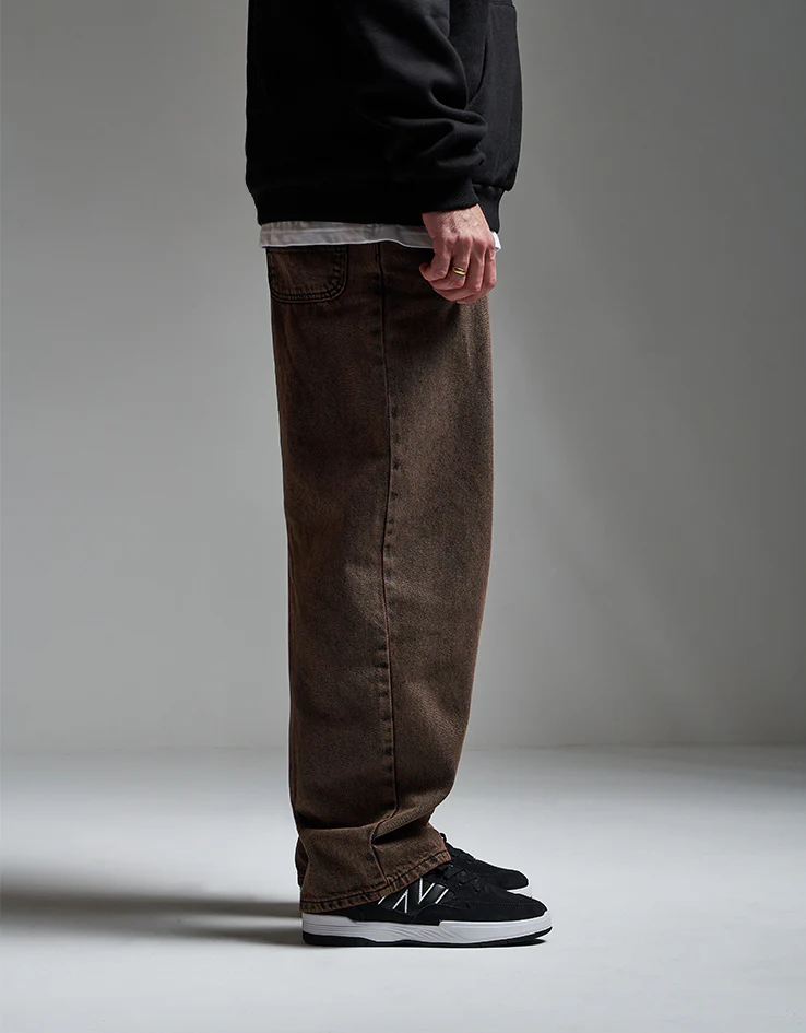 Route One Super Baggy Denim Jeans - Burnt Mahogany - Image 3