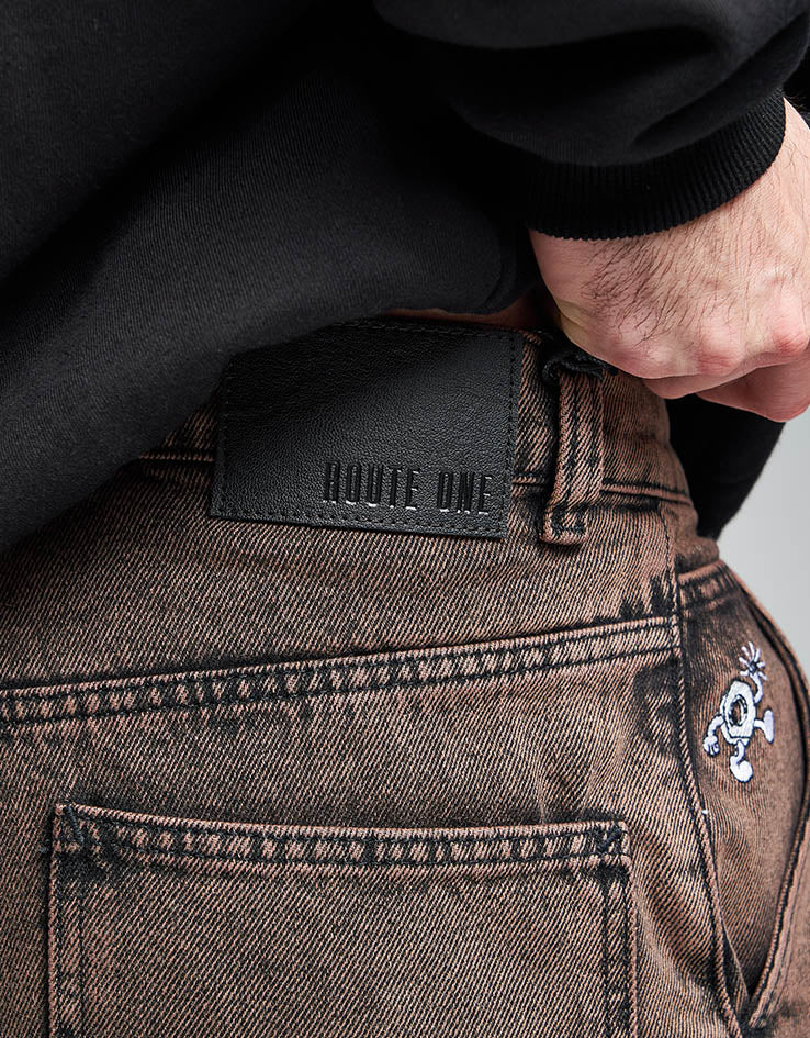 Route One Super Baggy Denim Jeans - Burnt Mahogany - Image 5