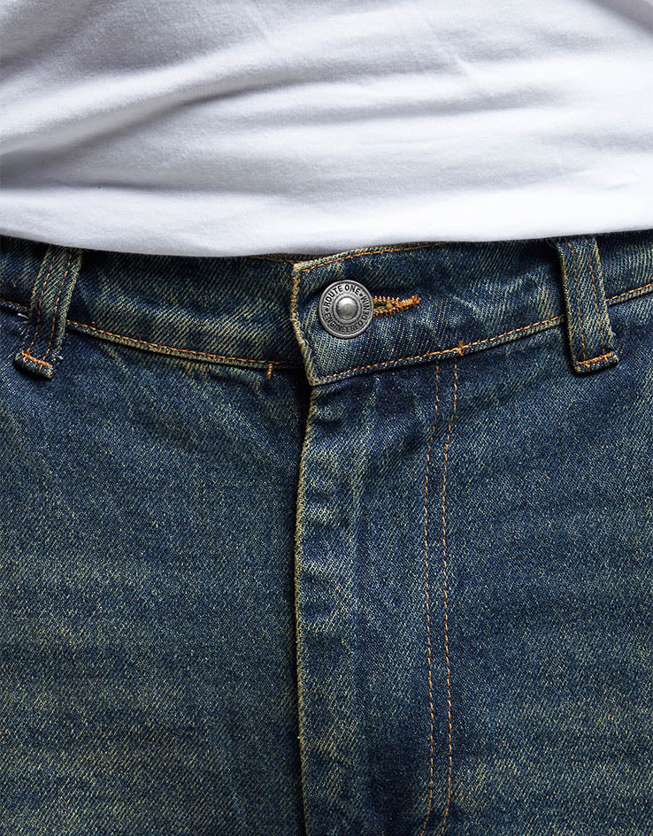 Route One Super Baggy Denim Jeans - Dirty Indigo Wash - Image 6