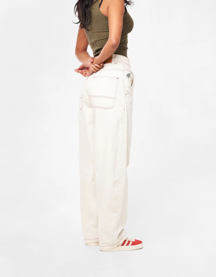 Route One Super Baggy Denim Jeans - Ivory Cream - Image 8