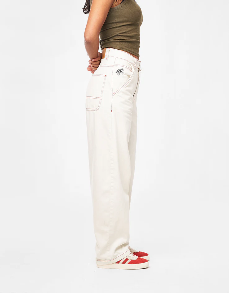 Route One Super Baggy Denim Jeans - Ivory Cream - Image 9