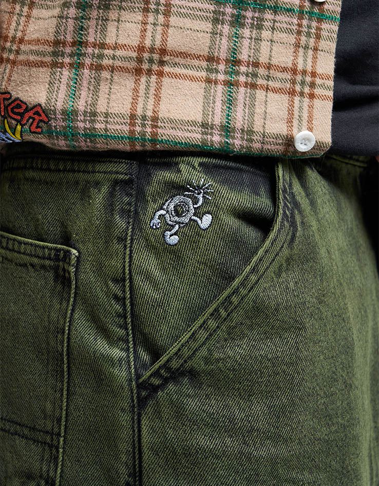 Route One Super Baggy Denim Jeans - Leaf Green - Image 4