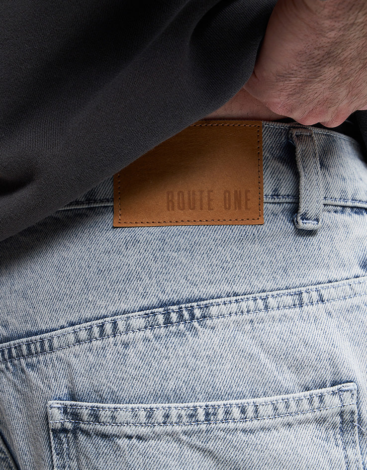 Route One Super Baggy Denim Jeans - Stone Wash - Image 4