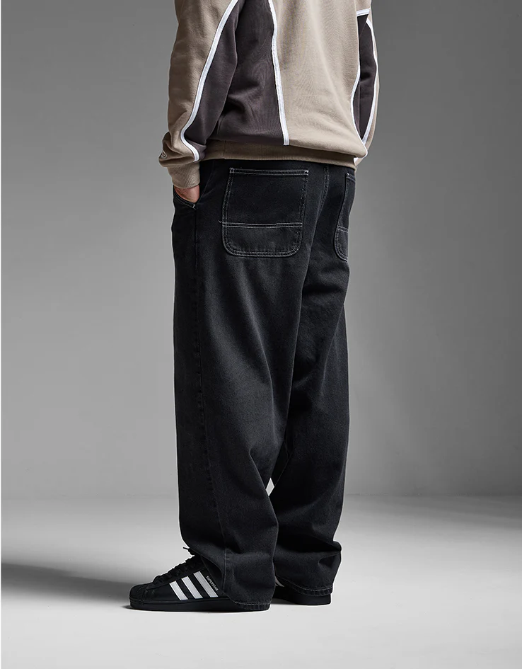 Route One Super Baggy Denim Jeans - Washed Black - Image 2