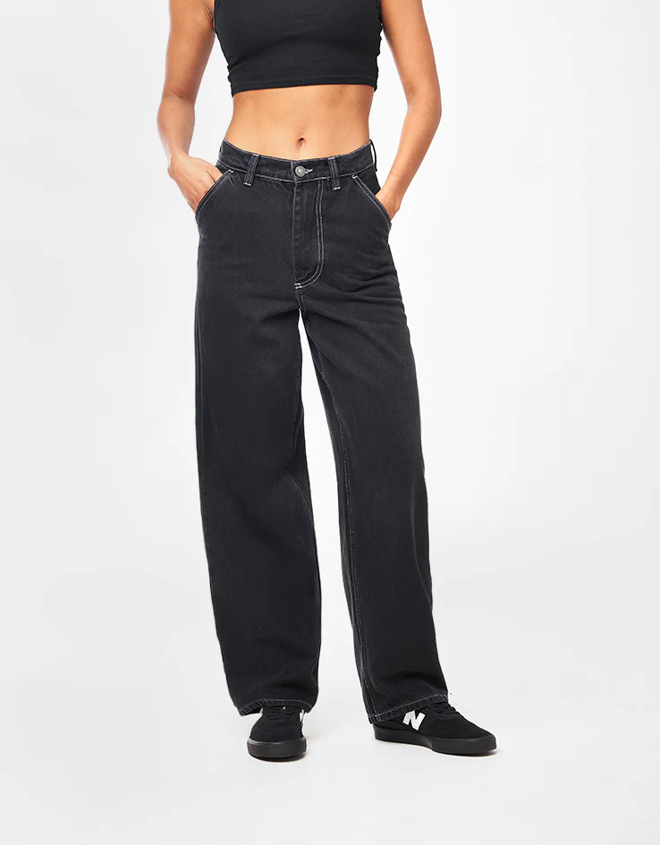 Route One Super Baggy Denim Jeans - Washed Black - Image 8