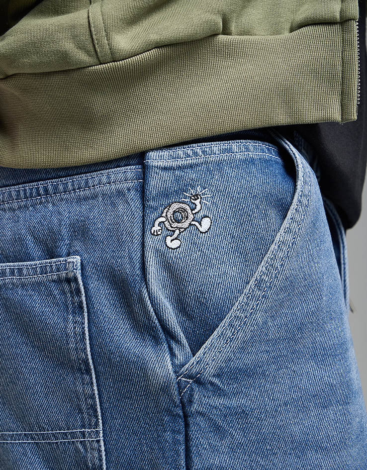 Route One Super Baggy Denim Jeans - Washed Blue - Image 4