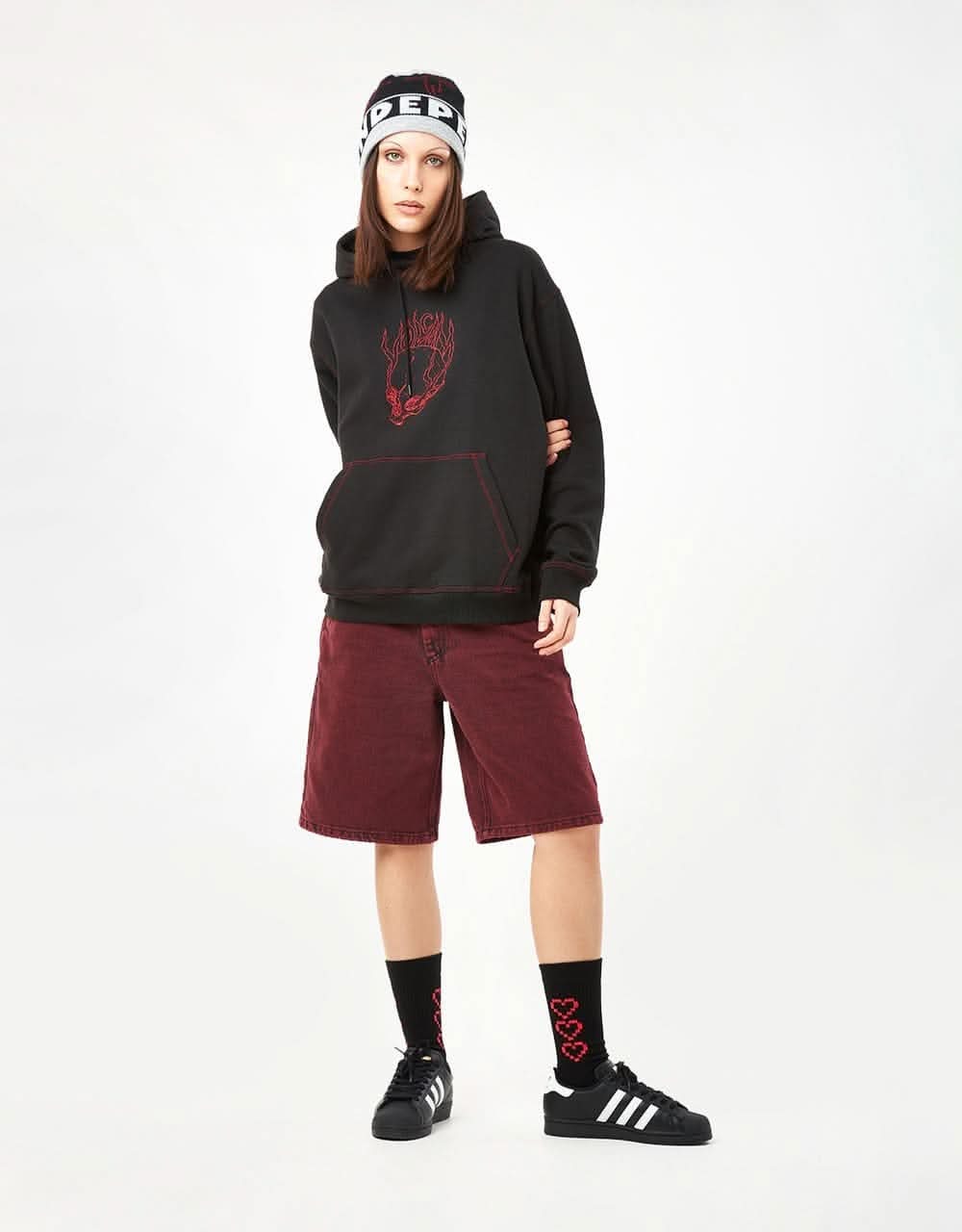 Route One Super Baggy OG Denim Shorts - Rhubarb - Image 11