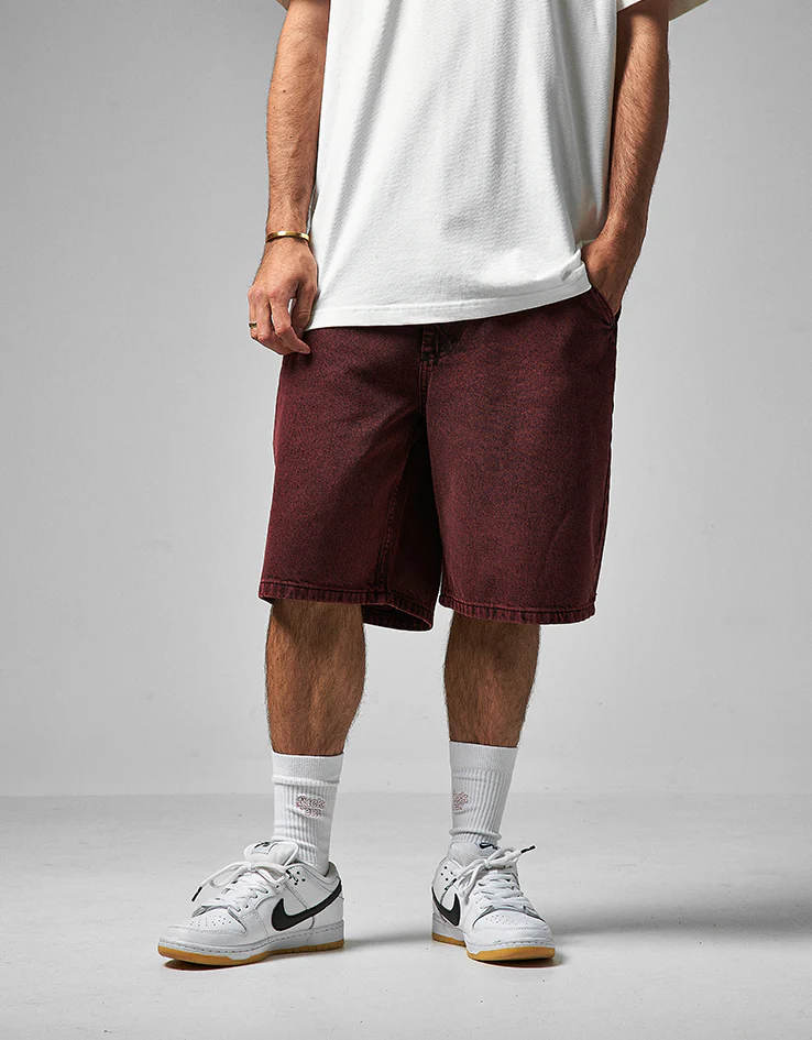 Route One Super Baggy OG Denim Shorts - Rhubarb - Image 2