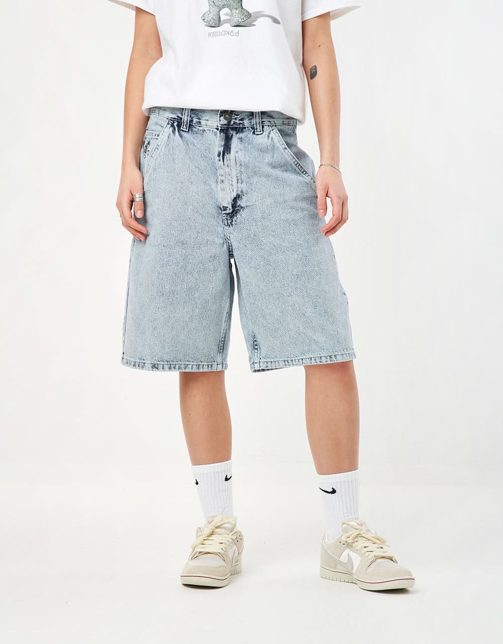 Route One Super Baggy Jorts - Light Stone Wash - Image 9