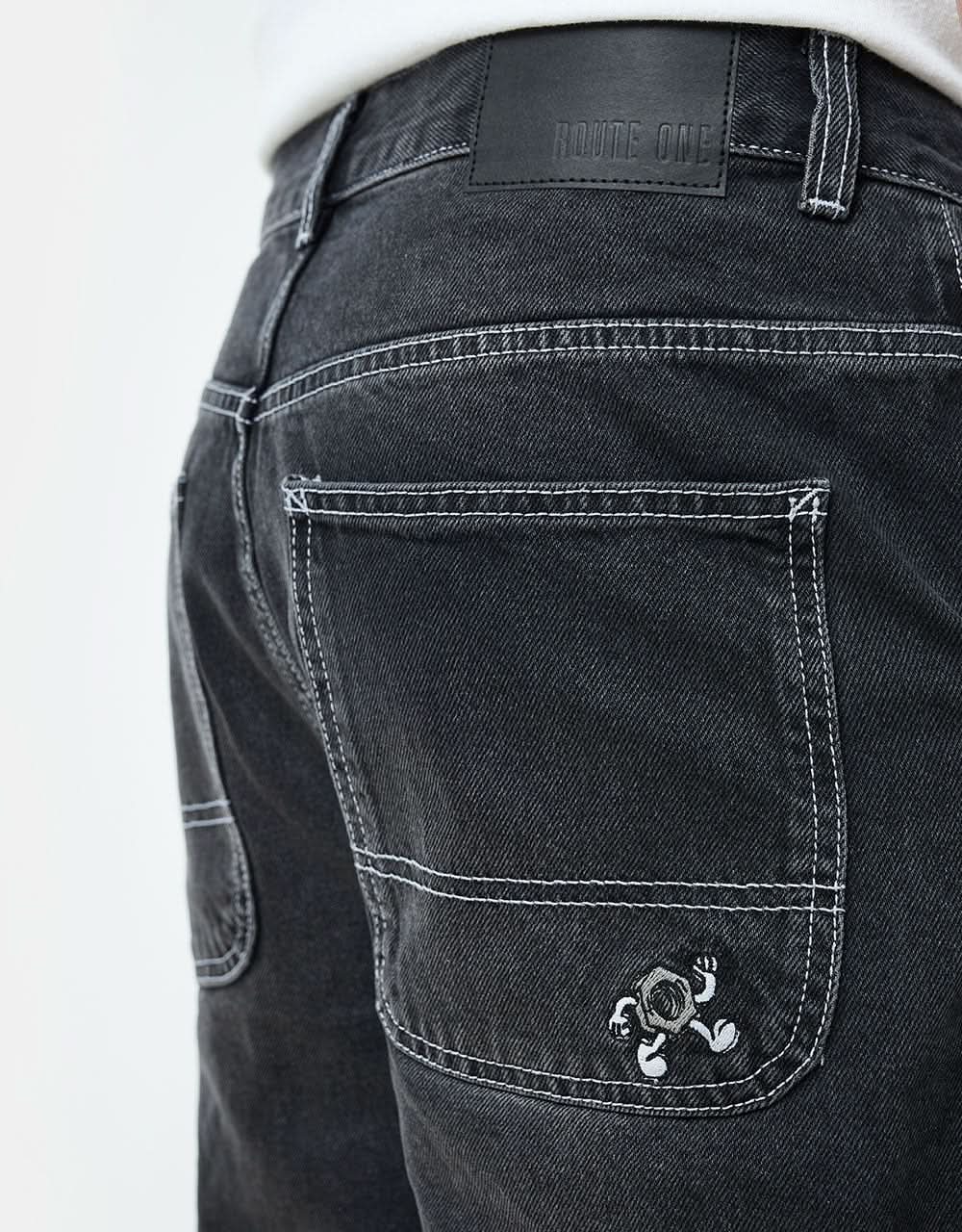Route One Super Baggy Jorts - Washed Black - Image 6