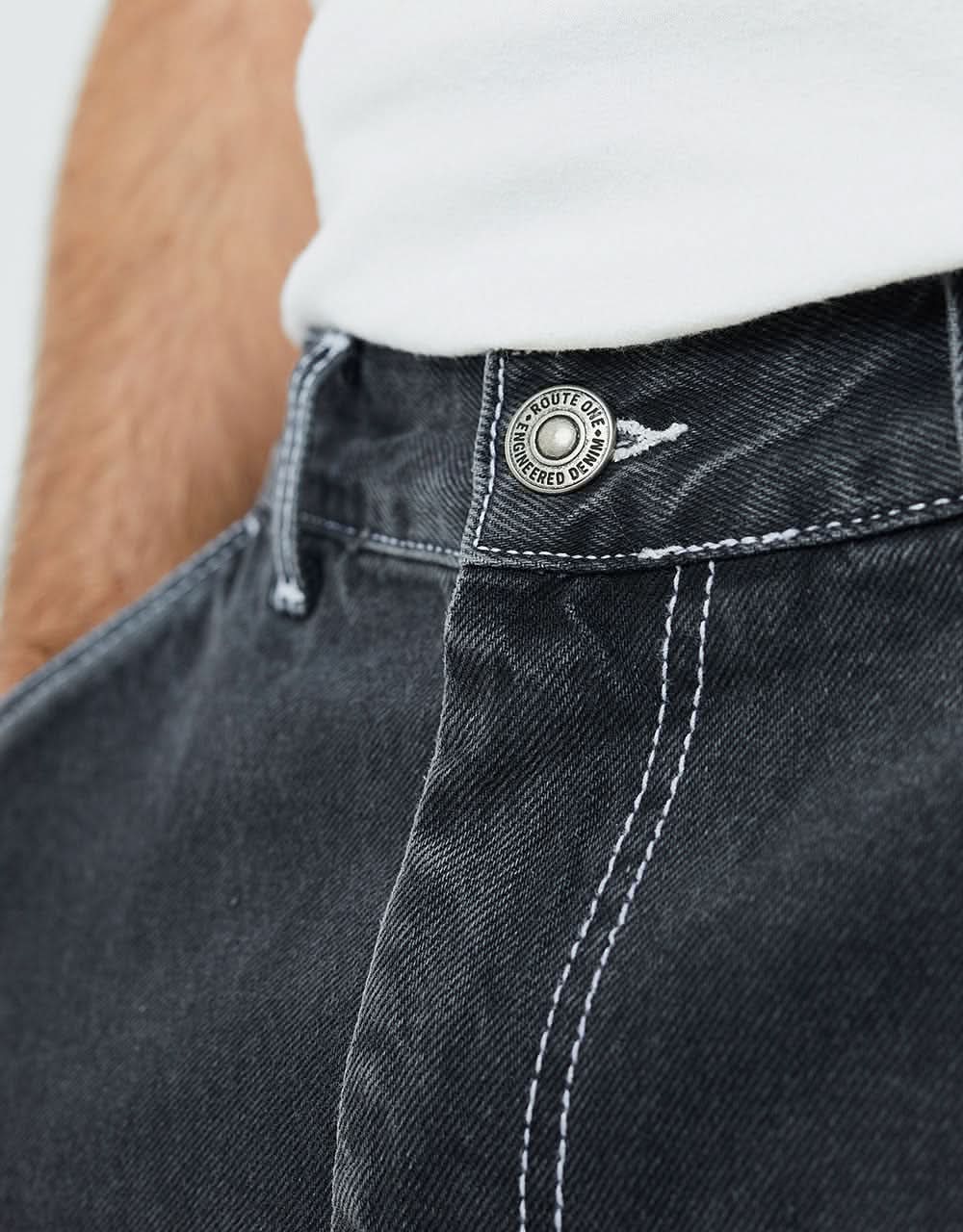 Route One Super Baggy Jorts - Washed Black - Image 7