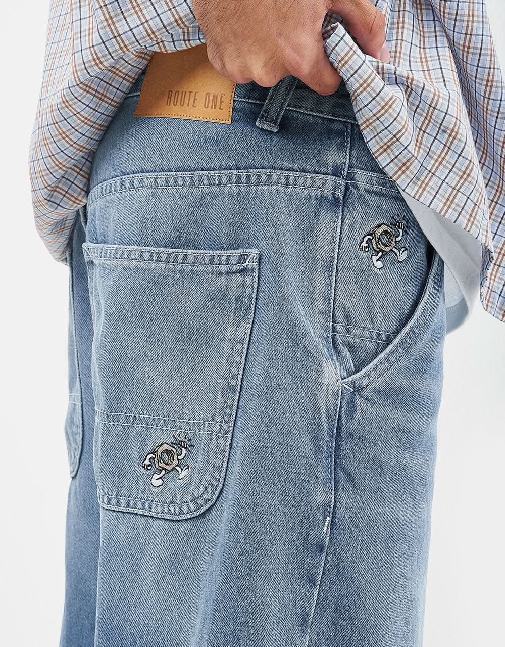 Route One Super Baggy Jorts - Washed Blue - Image 3