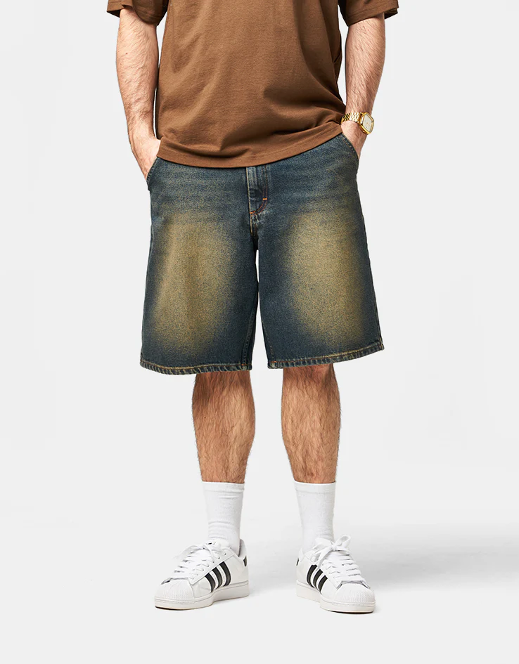 Route One Super Baggy OG Denim Shorts - Dirty Indigo Wash