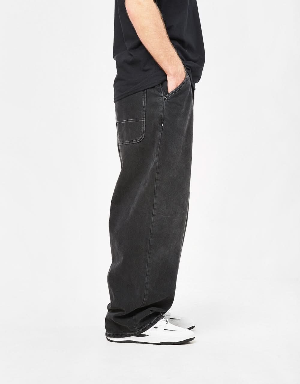 Route One Super Baggy XL Denim Jeans- Washed Black - Image 2