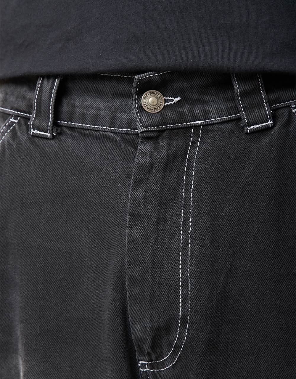 Route One Super Baggy XL Denim Jeans- Washed Black - Image 4