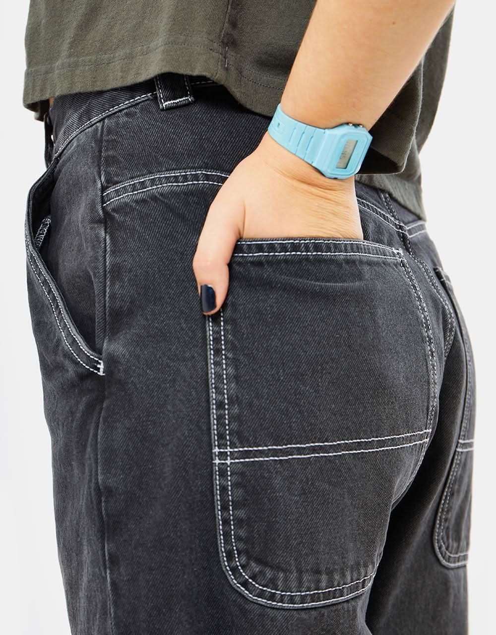 Route One Super Baggy XL Denim Jeans- Washed Black - Image 8