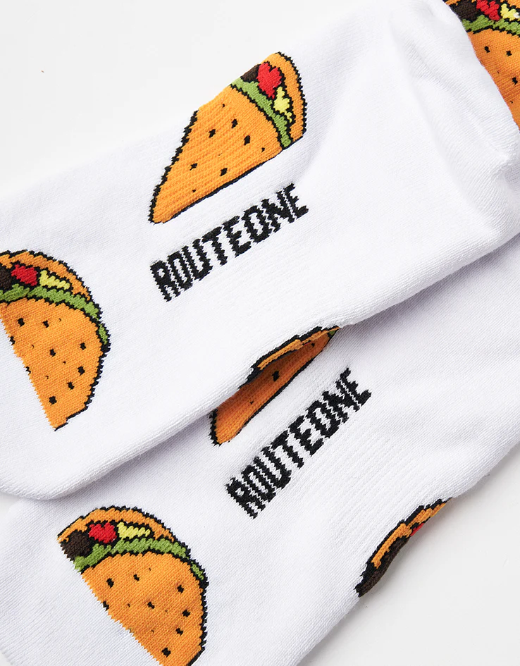 Route One Taco Crew Socks - White - Image 4