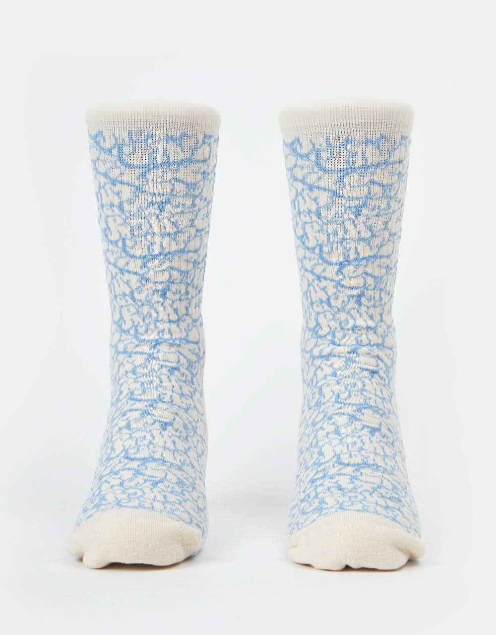 Route One Tagged Crew Socks -Ivory Cream/Teal - Image 3