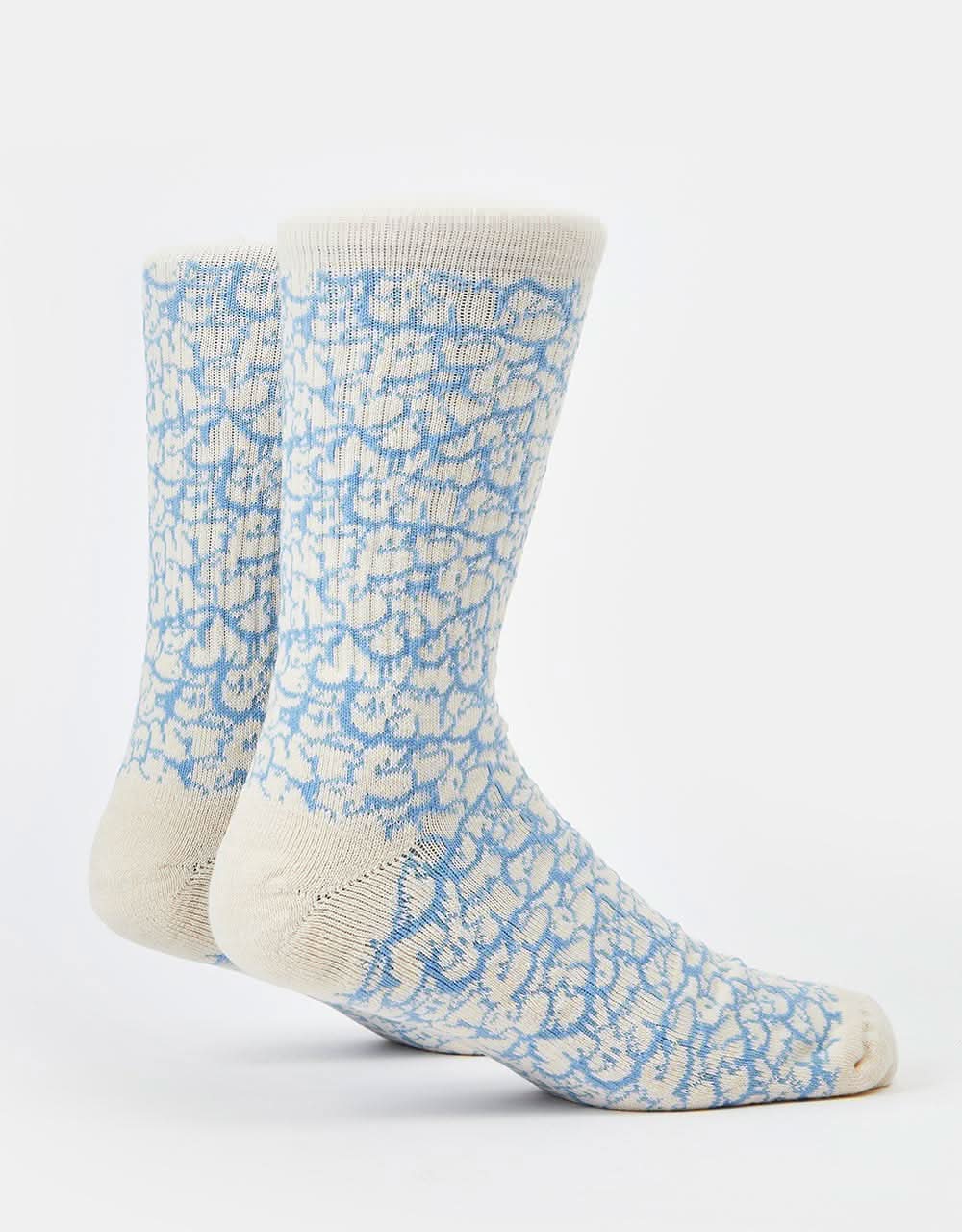 Route One Tagged Crew Socks -Ivory Cream/Teal - Image 4