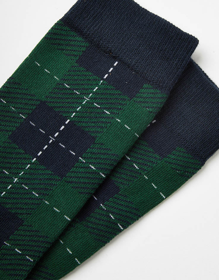 Route One Tartan Socks - Green/Navy - Image 3