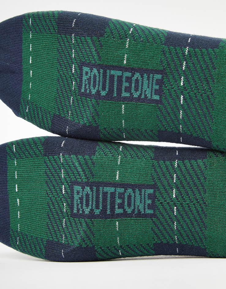 Route One Tartan Socks - Green/Navy - Image 4